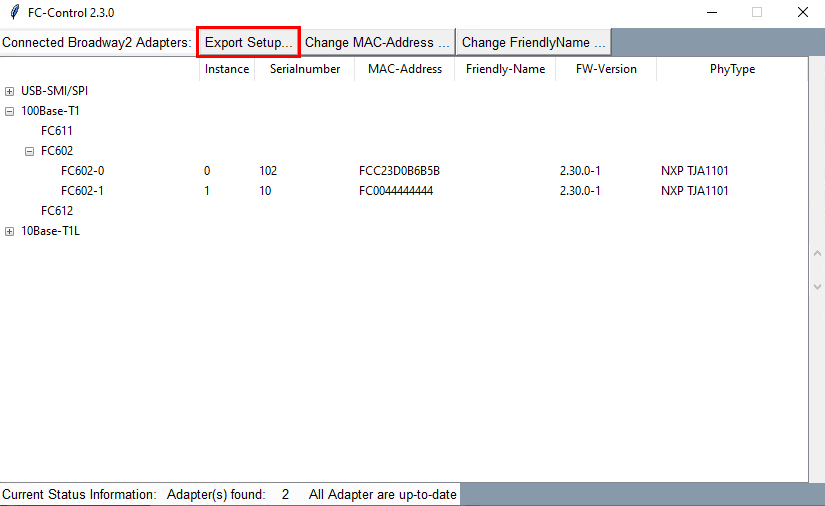 Export setup overview