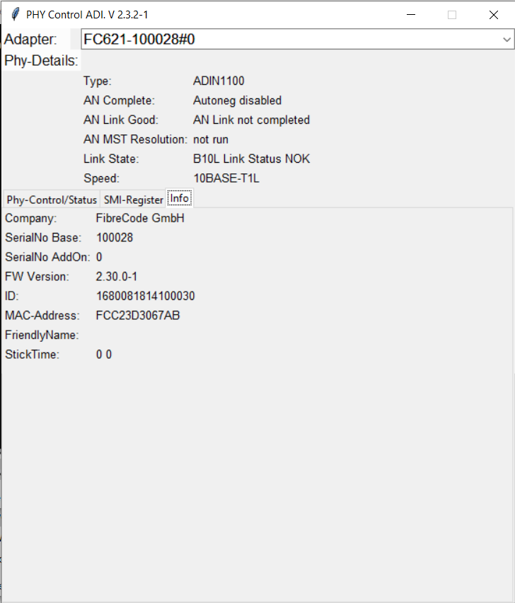 Adapter Info Tab