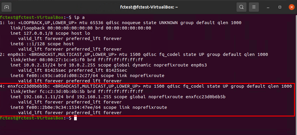 Linux ip addr show