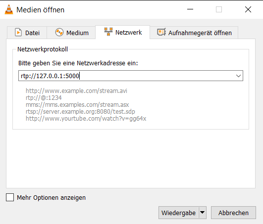 VLC Open Network Stream